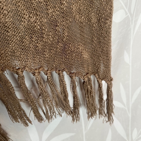 Umgee Brown Boho Loose Knit Fringe Waterfall Oversized Cardigan Size L - Picture 2 of 7